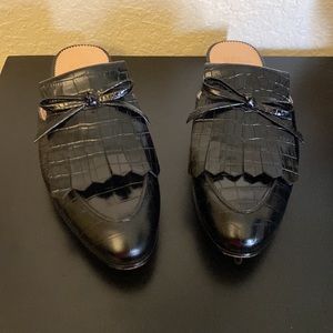 J. Crew black Academy loafer kilted mule leather size 6